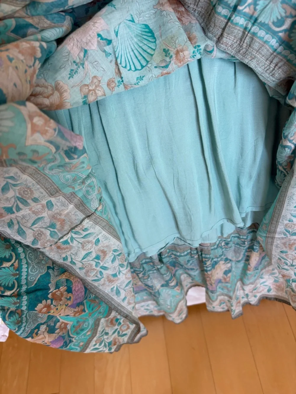 Spell Teal & Peach Floral Tassel Boho Dress - Picture 6 of 10